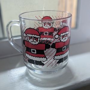 Vintage Luminarc Glass Christmas Santa mug